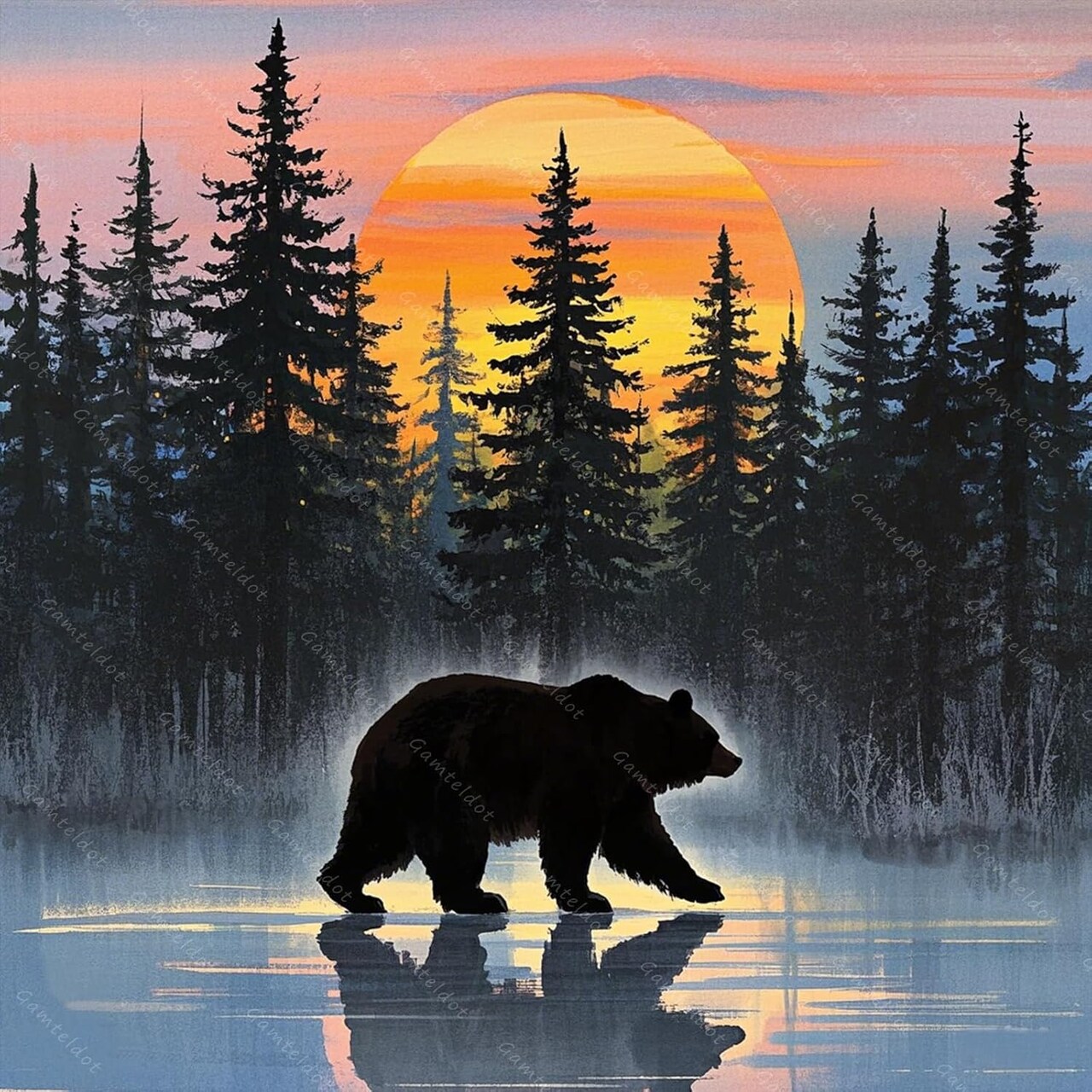 Diamond Art Kit for Adults – 12x12 Inch Forest Bear Design, 5D Full Drill Diamond Painting, DIY Craft Kit with Gem Tools, Bear Art Kit for Home Wall Decor & Gift